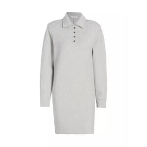 Frame Strong Shoulder Long Sleeve Polo Collared Sweatshirt Mini Dress Size M NWT